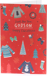 Godson Christmas Card Cute Christmas Jumper Design
